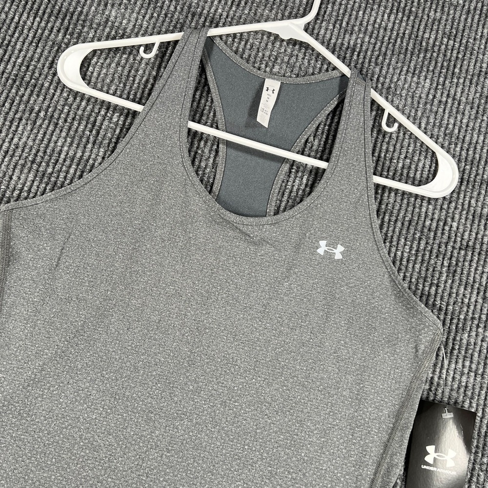 Under Armour Tank Top Womens Medium Gray Heat Gear Fitted Sleeveless New